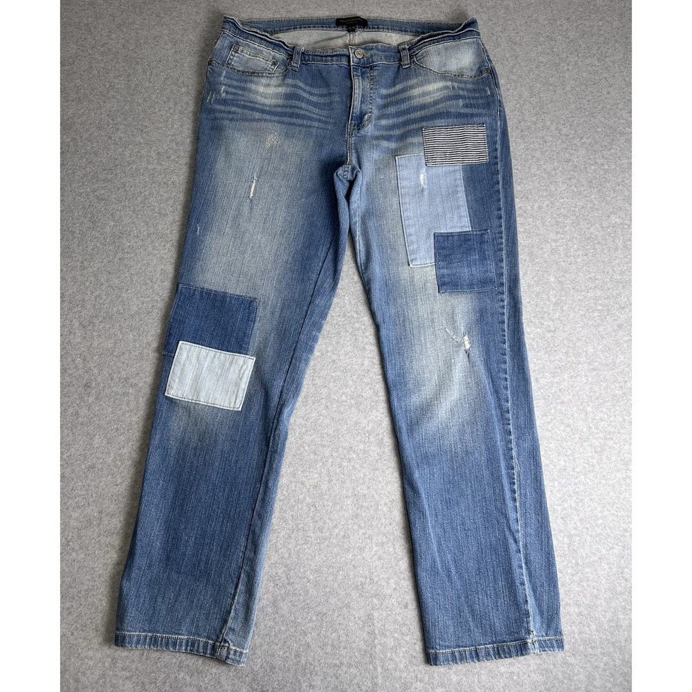 Banana Republic Girlfriend Jeans Size 32 / 14 Patchwork Patch Indigo Wash Y2K 90